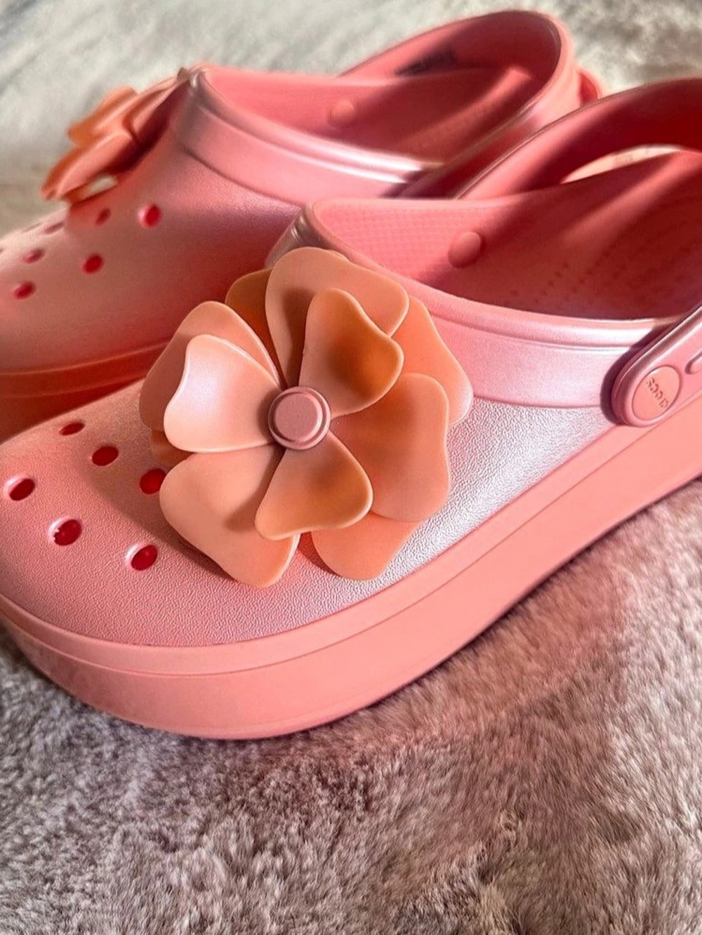 Crocs Classic Crush Clog Floral Platform Clogs Pink Size 8 Flower